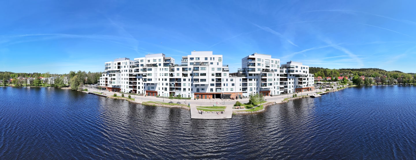 Wide drone panorama over Alingsas.